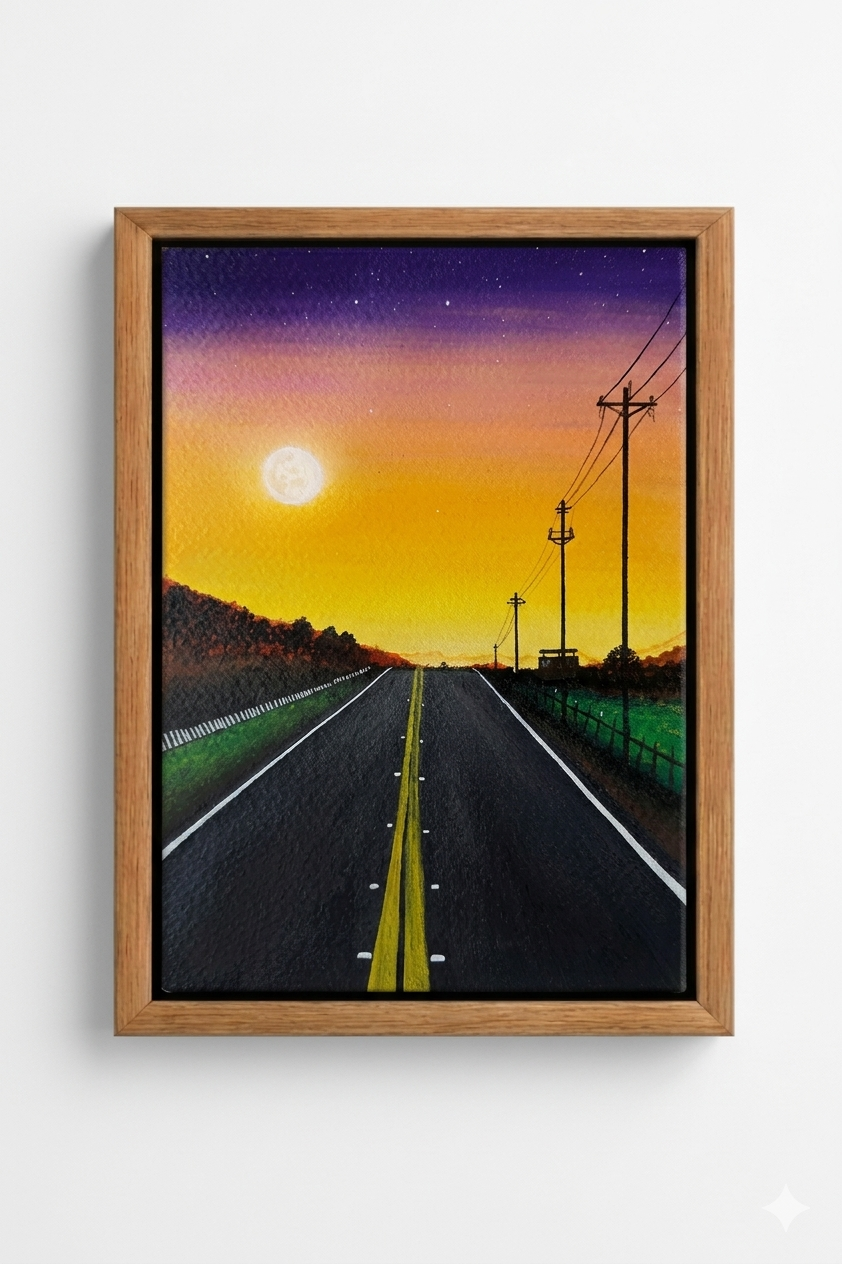 Moonlit Horizon Road